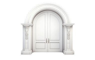 Arched Ambiance Door With White Color Isolated On a Clear Surface or PNG Transparent Background.