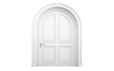 Full White Aurora Arch Door Isolated On a Clear Surface or PNG Transparent Background.