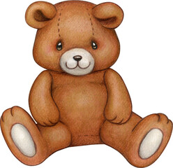 watercolor cute teddy bears hand drawn