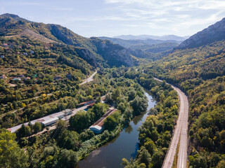 Aerial view of iskar gorge near, Balkan Mountains, Bulgaria