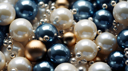Fototapeta na wymiar blue and silver beads