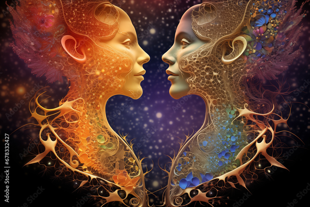 Aufkleber An artistic representation of the interconnected relationship between the thyroid and other endocrine glands, illustrating the broader hormonal balance in the body.