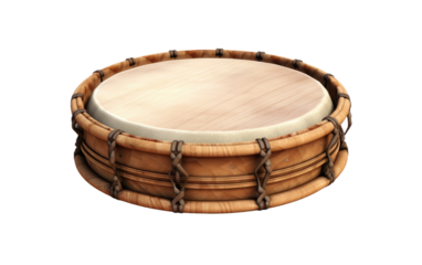 Circle Shape Bodhran Isolated On a Clear Surface or PNG Transparent Background.