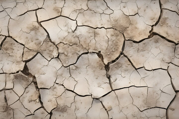 Fototapeta premium Cracked ground surface due to drought. AI generative