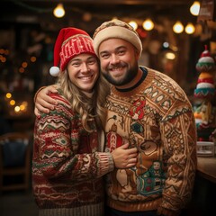 Fototapeta premium couple in winter clothes
