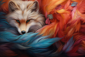 A surreal fusion of fur and cosmic elements, with strands of fur morphing into celestial shapes, creating a dreamlike and fantastical imagery.