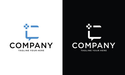 Bubble Chat initial letter C with Plus Cross Pharmacy Hospital logo design