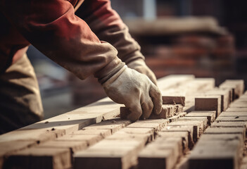 Brick layout portrait with construction worker