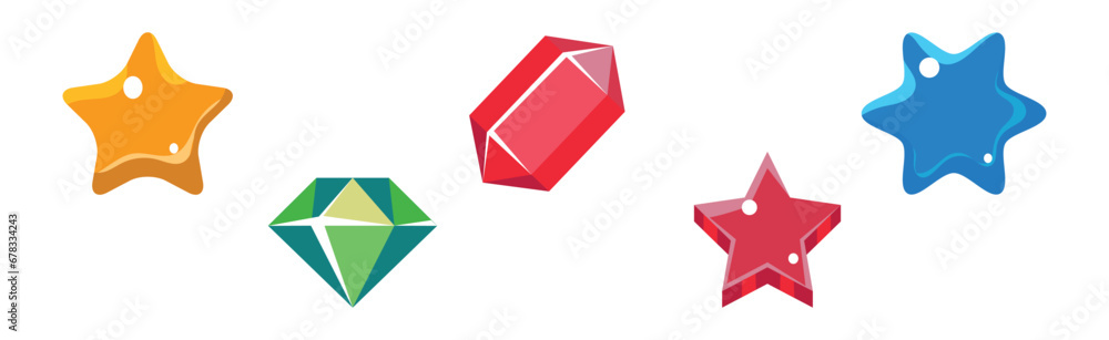 Poster game interface icon and design element vector set