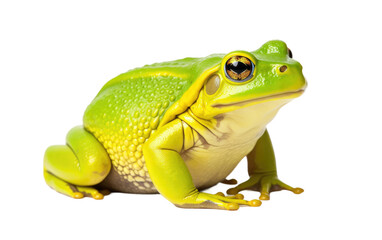 Fototapeta premium Green Bouncing Bullfrog Stuffed Animal Isolated On a Clear Surface or PNG Transparent Background.