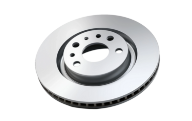 Silver Brake Disc Isolated On a Clear Surface or PNG Transparent Background.
