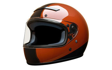 Cafe Racer Helmet Red Color Isolated On a Clear Surface or PNG Transparent Background.