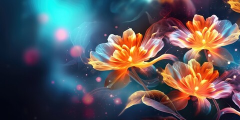 Beautiful abstract colorful night photo floral design background banner. beautiful Generative AI AIG32
