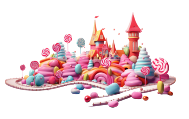 Amazing Candy Land Adventure Game Isolated On a Clear Surface or PNG Transparent Background.