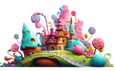 Candy Land Adventure Game Tricky Isolated On a Clear Surface or PNG Transparent Background.