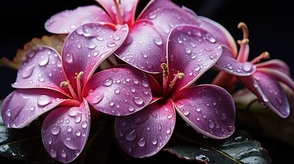 Beautiful Purple Frangipani or Plumeria flowers. Springtime Concept. Valentine's Day Concept with a...
