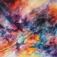 romantic glorious storm of watercolor, intense, dynamic, stylized, colorful, detailed, high resolution