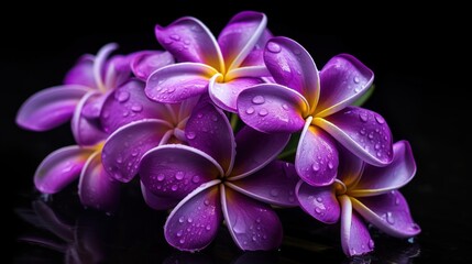 Beautiful Purple Frangipani or Plumeria flowers. Springtime Concept. Valentine's Day Concept with a Copy Space. Mother's Day.