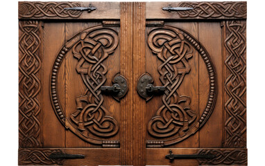Big Celtic Carving Door Isolated On a Clear Surface or PNG Transparent Background.