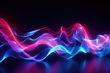 Neon illuminated sound waves and glowing elements