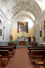 Fototapeta na wymiar Interior of the church of the Holy Apostles Peter and Paul19 Sep 2023 Pentedattilo Italy