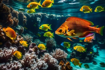 Fototapeta na wymiar fish in aquarium generated by AI technology 