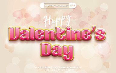 Happy valentines day rose gold color style editable 3d vector text effect