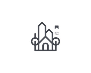 Creative simple minimalist modern monogram line house logo