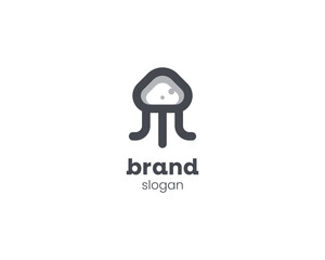 Creative minimalist jelly fish logo