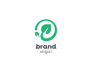 Simple minimalist green natural eco leaf logo