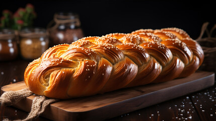 A plaited wheat flour bread, commonly known as Challah in Israel. - obrazy, fototapety, plakaty