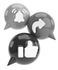 Like share subscribe icon. 3D illustration.