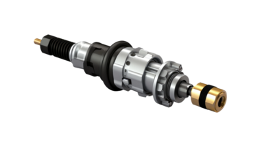 Workable Crankshaft Position Sensor of Motor in Silver Color on a Clear Surface or PNG Transparent Background.