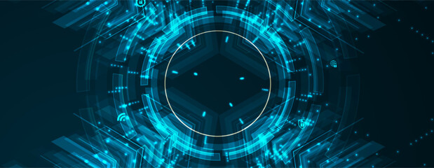 Technology abstract futuristic science background for internet business. Big data concept. Handmade Vector.