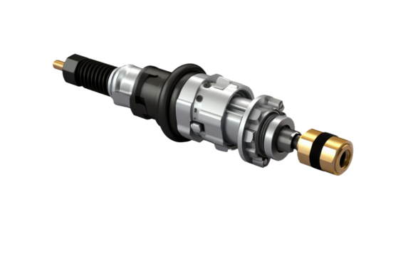 Workable Crankshaft Position Sensor of Motor in Silver Color on a Clear Surface or PNG Transparent Background.