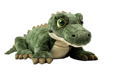 Fototapeta premium Monster Crawling Crocodile Plushie with His Eyes on a Clear Surface or PNG Transparent Background.
