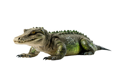 Naklejka premium Monster Crawling Crocodile Plushie in Stunning Color on a Clear Surface or PNG Transparent Background.