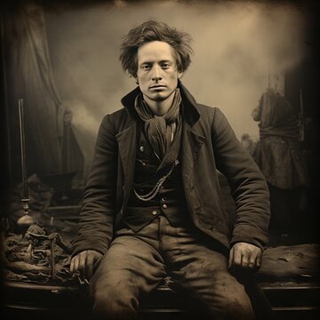 Vintage and retro daguerreotype person. Generative AI, AI