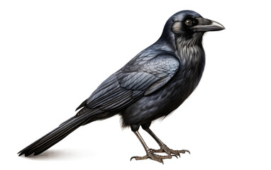 Obraz premium Black Crow in Stunning Look on a Clear Surface or PNG Transparent Background.