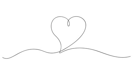 Continuous line art drawing of heart. vector illustration