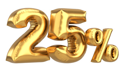 Obraz premium Twenty five percent. 25% balloon text. 3D illustration.