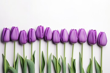 Elegant Purple Tulips Arrangement on White Background