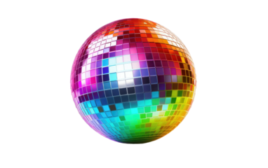 Dizzy Dancers Disco Ball in Beautiful Design on a Clear Surface or PNG Transparent Background.