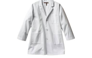 Doctors White Coat in Long Size on a Clear Surface or PNG Transparent Background.