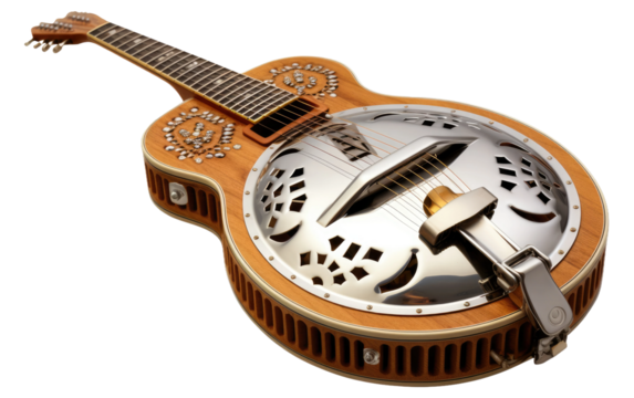 Old Dobro Musical Instrument on a Clear Surface or PNG Transparent Background.