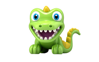 Doodle Dino Teether in Hilarious Face on a Clear Surface or PNG Transparent Background.