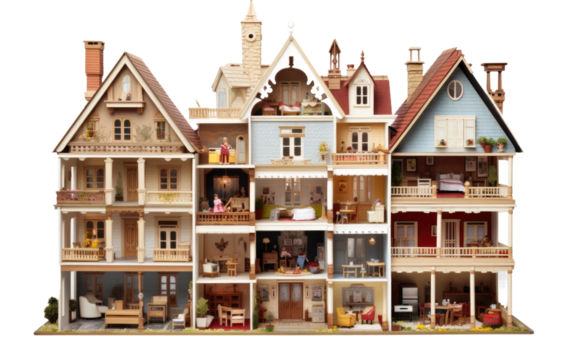 Doll house in Old Form with Stunning Look on a Clear Surface or PNG Transparent Background.