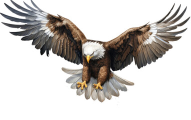 Fototapeta premium Big Eagle Flying with Help of His Long Wings on a Clear Surface or PNG Transparent Background.