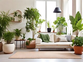 modern living room with plant vase