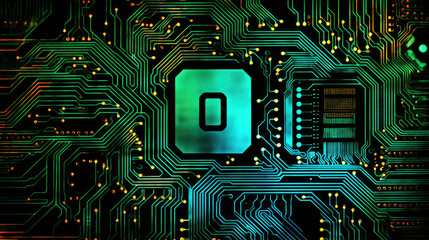 green electronic circuit board motherboard - by generative ai